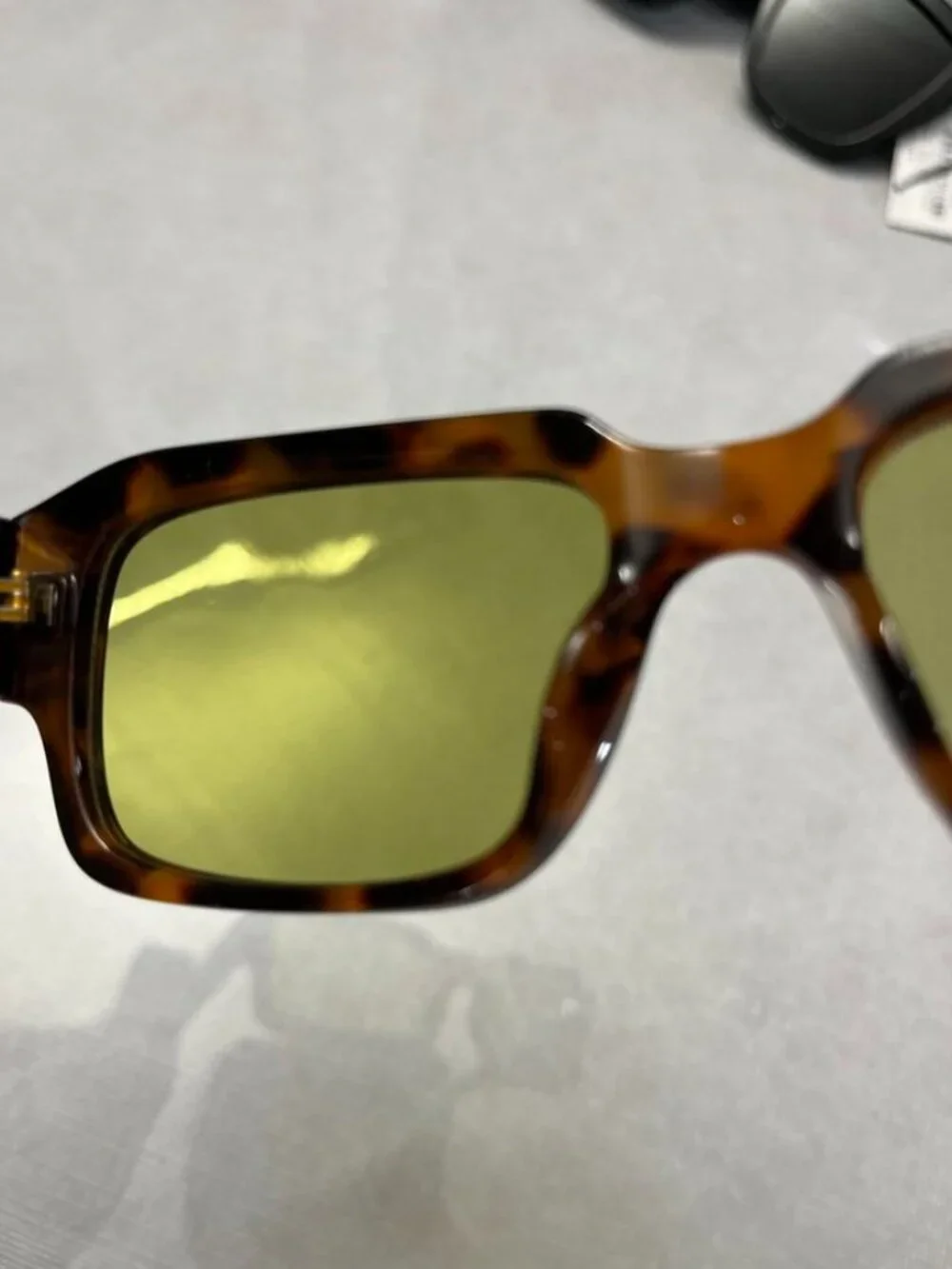 AIRE Pluto Rectangular Sunglasses Tortoise Green Lens Frame